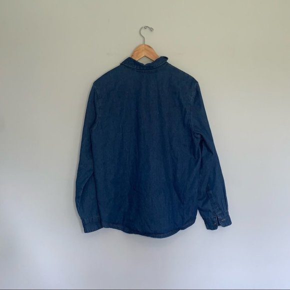 Riders by Lee Plaid-Lined Denim Button-Down Long Sleeve Shirt Jacket Size Medium - Picture 8 of 11